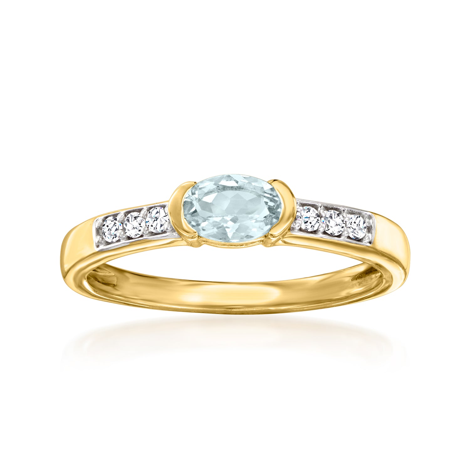 .30 Carat Aquamarine and .10 ct. t.w. White Zircon Ring in 18kt Gold Over Sterling