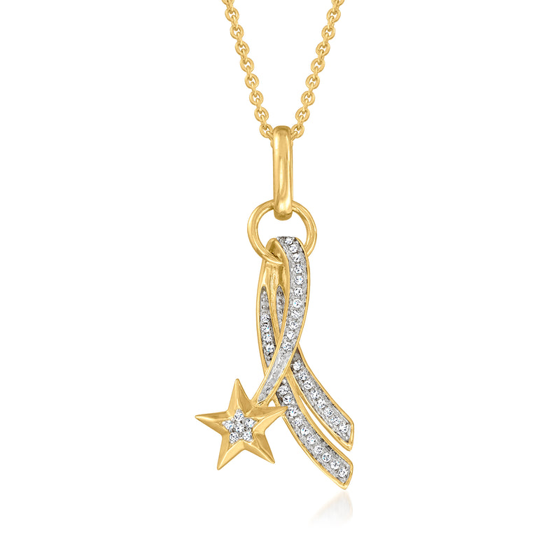 18kt gold over sterling diamond shooting star pendant necklace