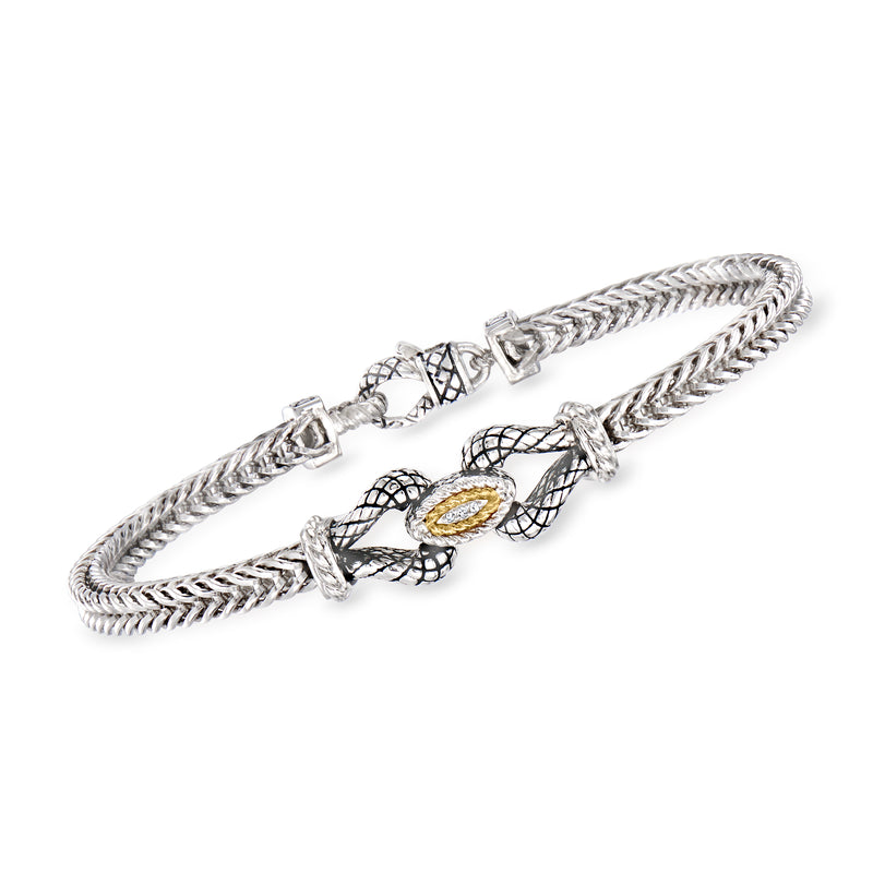 Andrea Candela Espiga sterling silver bracelet, diamond accents, black enamel and gold center