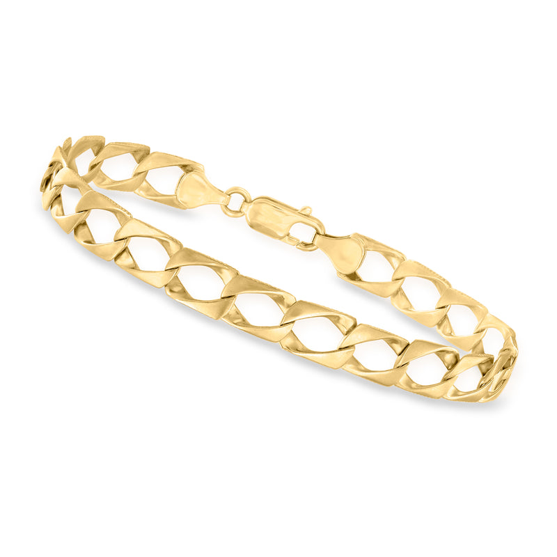 10kt yellow gold curb-link bracelet with polished oval links