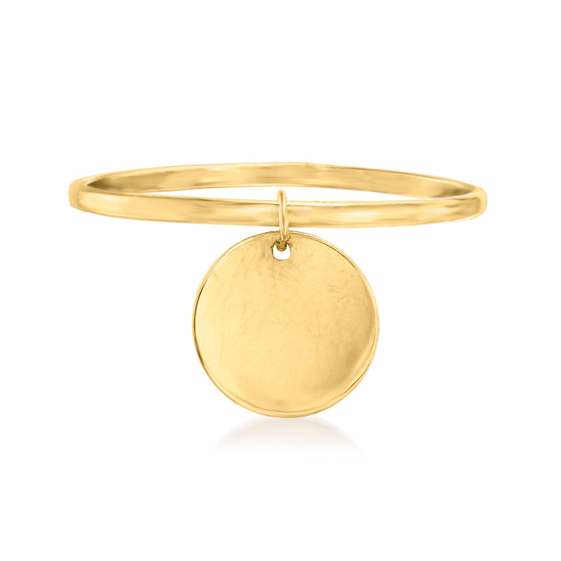 14kt yellow gold disc ring with round pendant charm