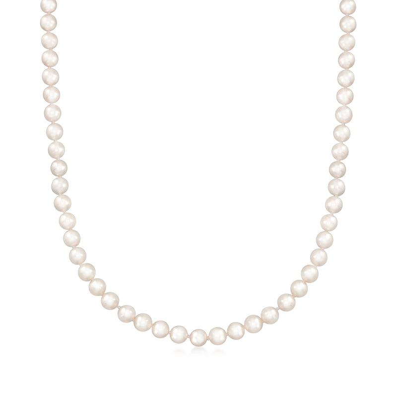 6mm cultured pearl necklace, single strand of round white pearls