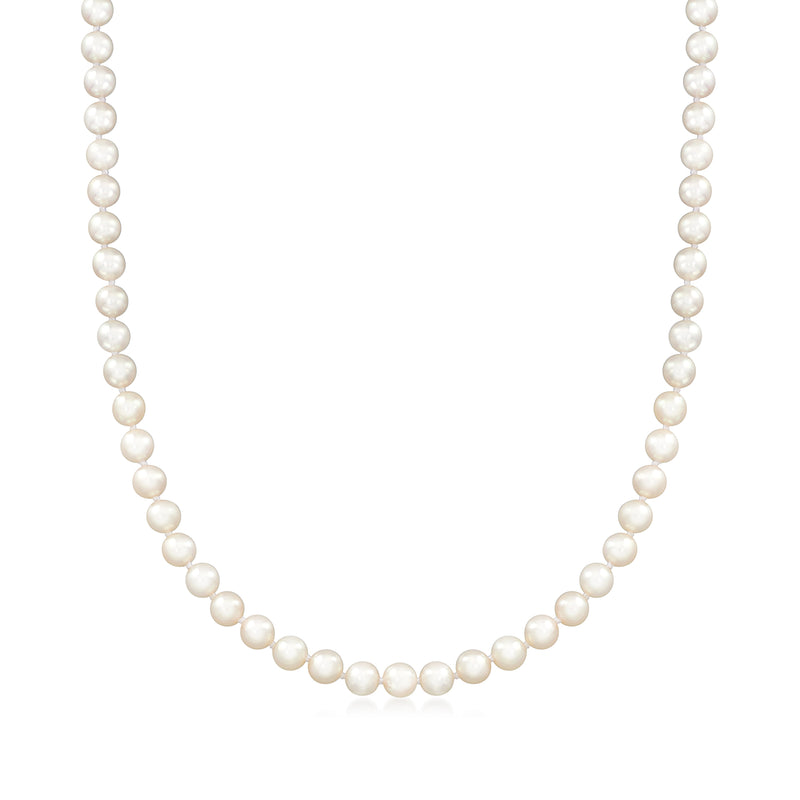 Cultured Akoya pearl necklace with small round white pearls, single strand