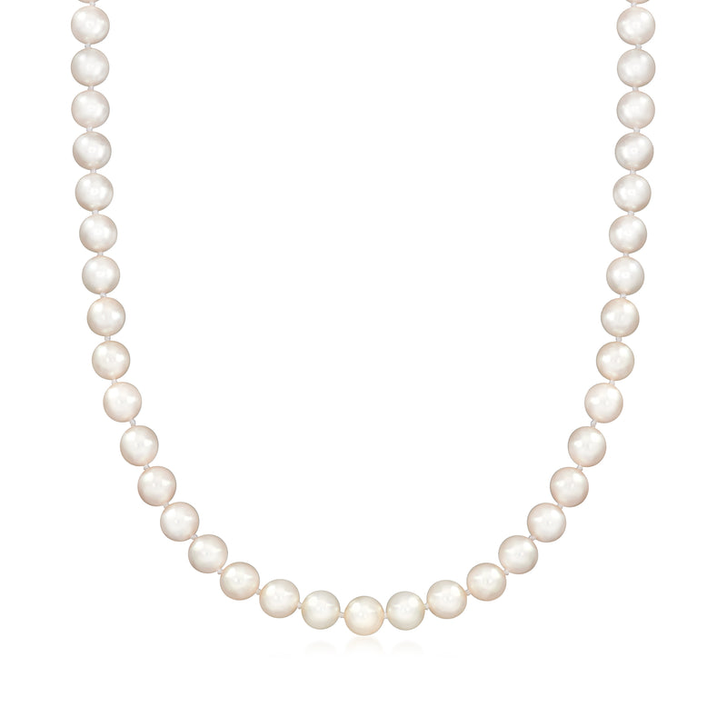 7mm cultured pearl necklace with white gold bead strand, round pearls