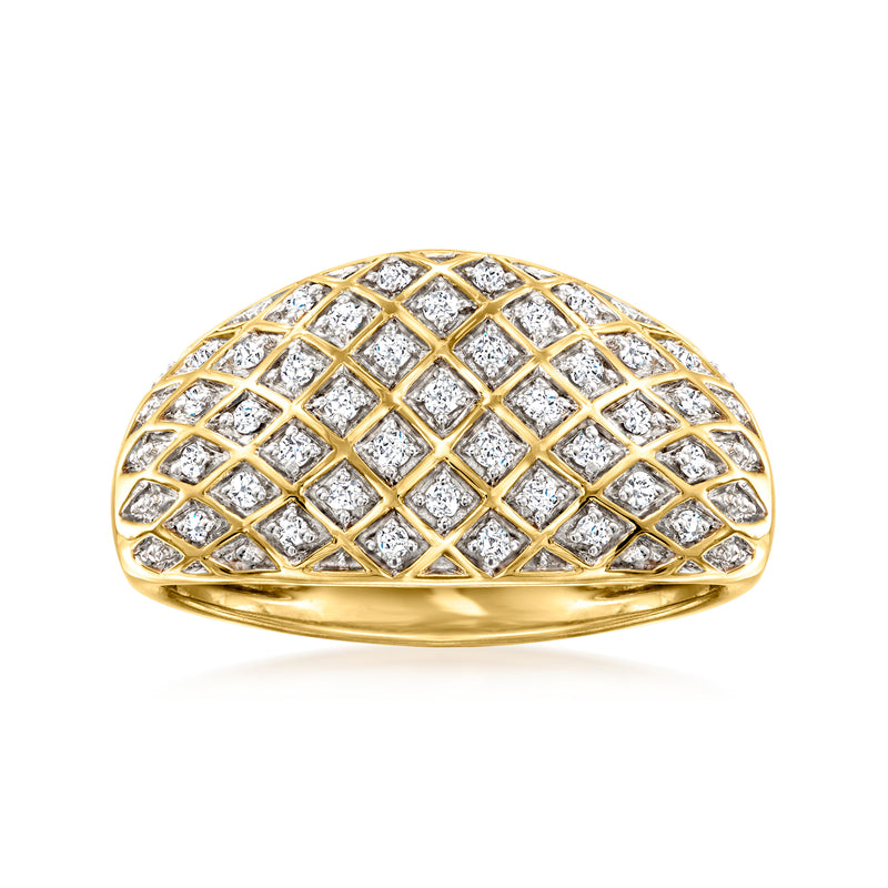 Gold-over-sterling diamond dome ring with lattice-set stones