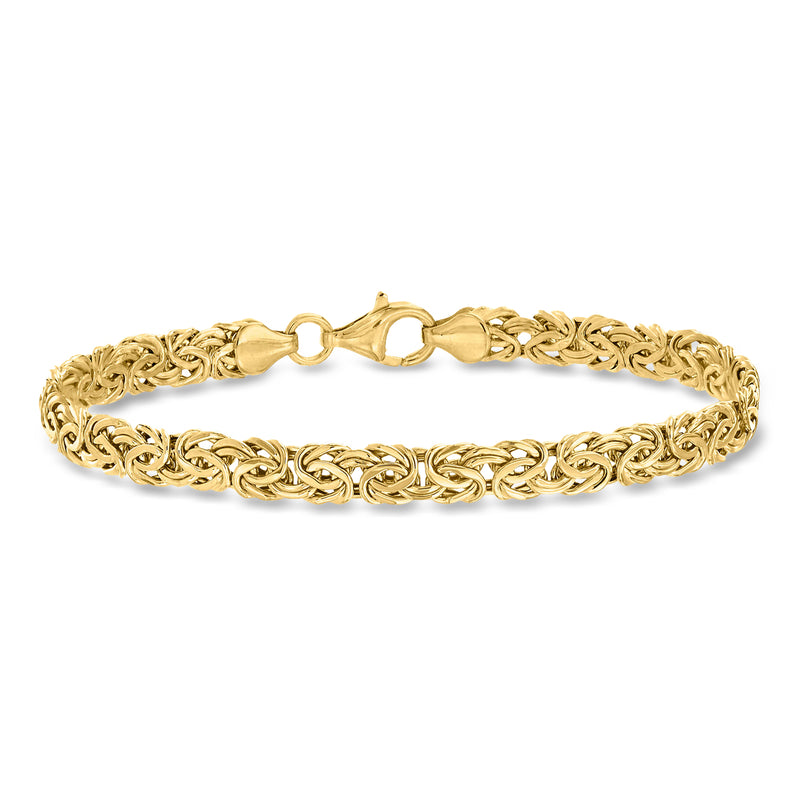 10k yellow gold Byzantine chain bracelet with oval links and clasp