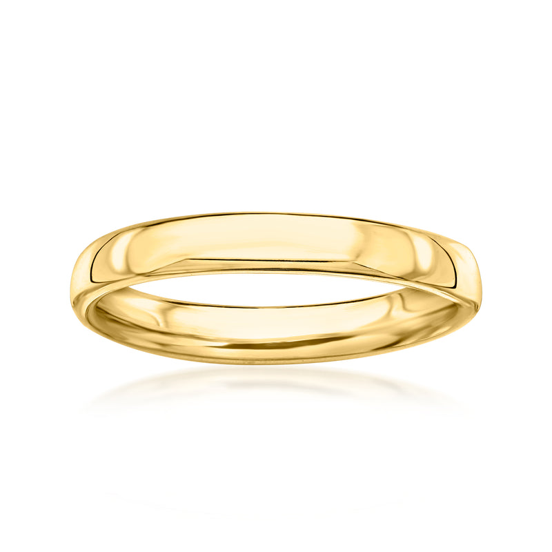 Polished 10k yellow gold band ring with smooth, reflective surface