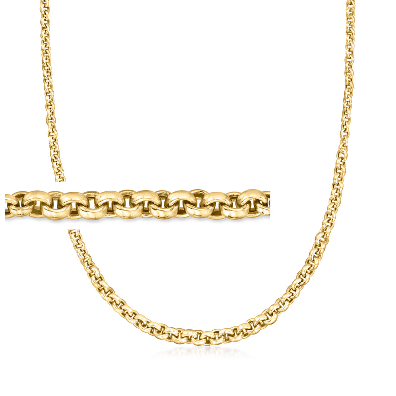 10kt yellow gold rolo-link necklace, oval linked chain