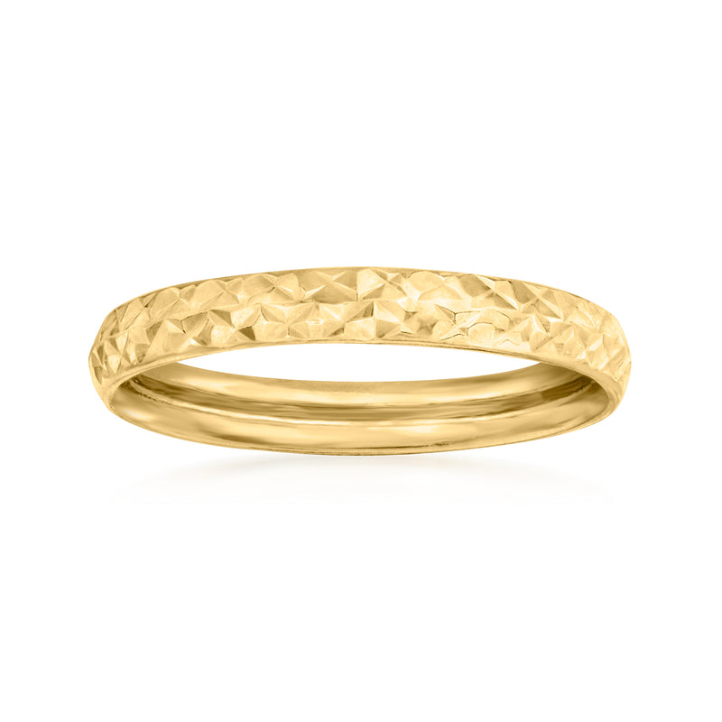 10kt yellow gold diamond-cut pattern ring, wide band