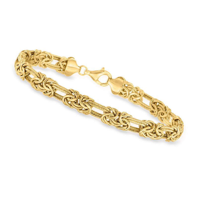 10kt yellow gold Byzantine bracelet with flat link design and clasp