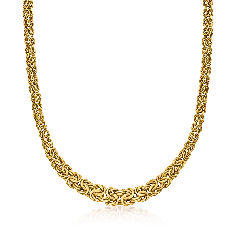 10kt yellow gold graduated Byzantine chain necklace