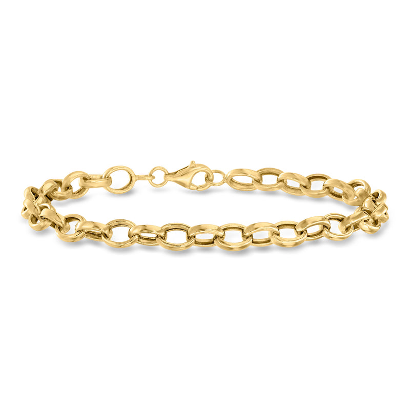 10kt yellow gold cable-link bracelet with interlocking oval chain links