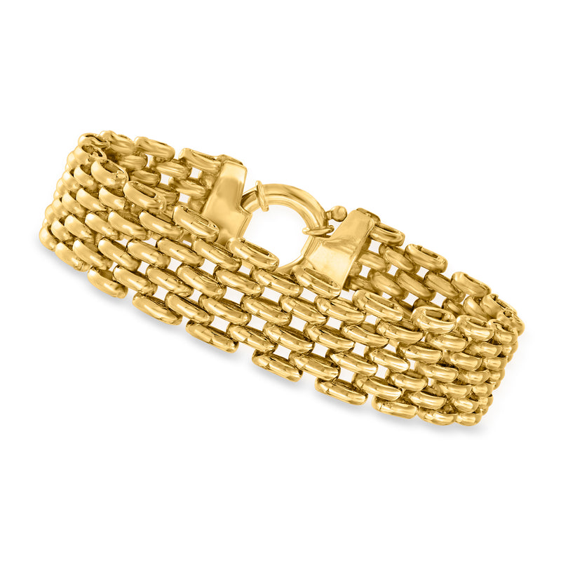 10kt yellow gold panther-link bracelet with interlocking chain links