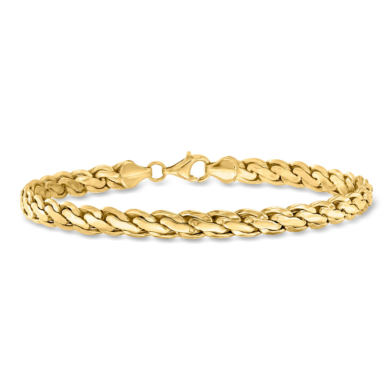 10kt yellow gold curved-link bracelet with toggle clasp, chunky chain links