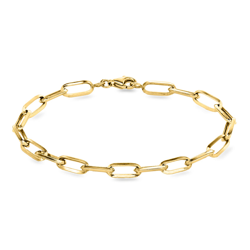 10kt yellow gold paperclip link bracelet, oval links with box clasp