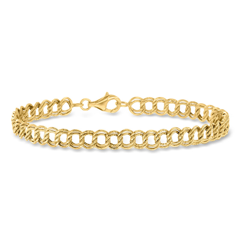 10kt yellow gold curb-link bracelet with oval chain links and clasp