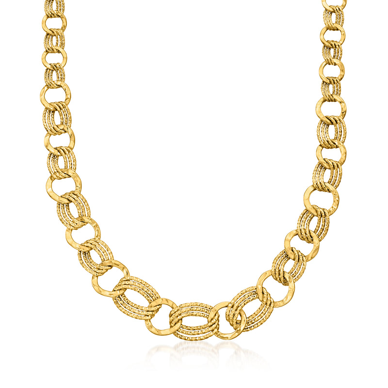 Graduated 10kt yellow gold alternating-link necklace with oval and round links