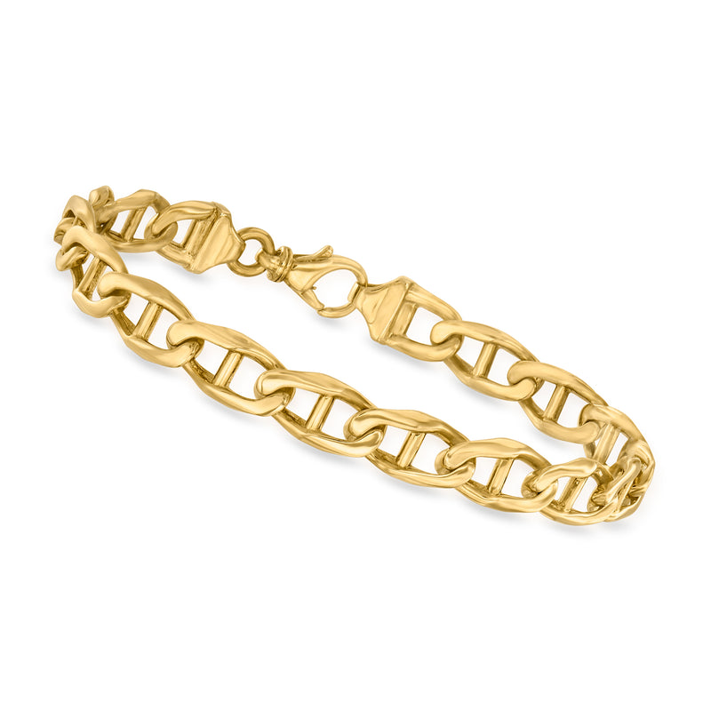 10kt yellow gold anchor-link bracelet with polished alternating chain links