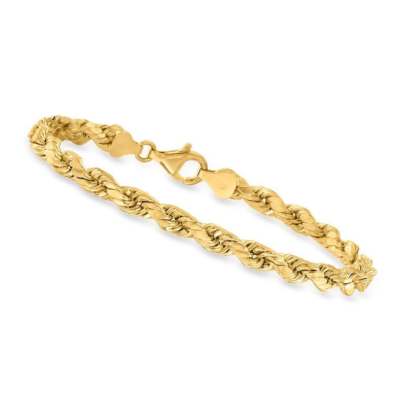 Yellow gold rope-chain bracelet with interlocking clasp, 5.5mm links