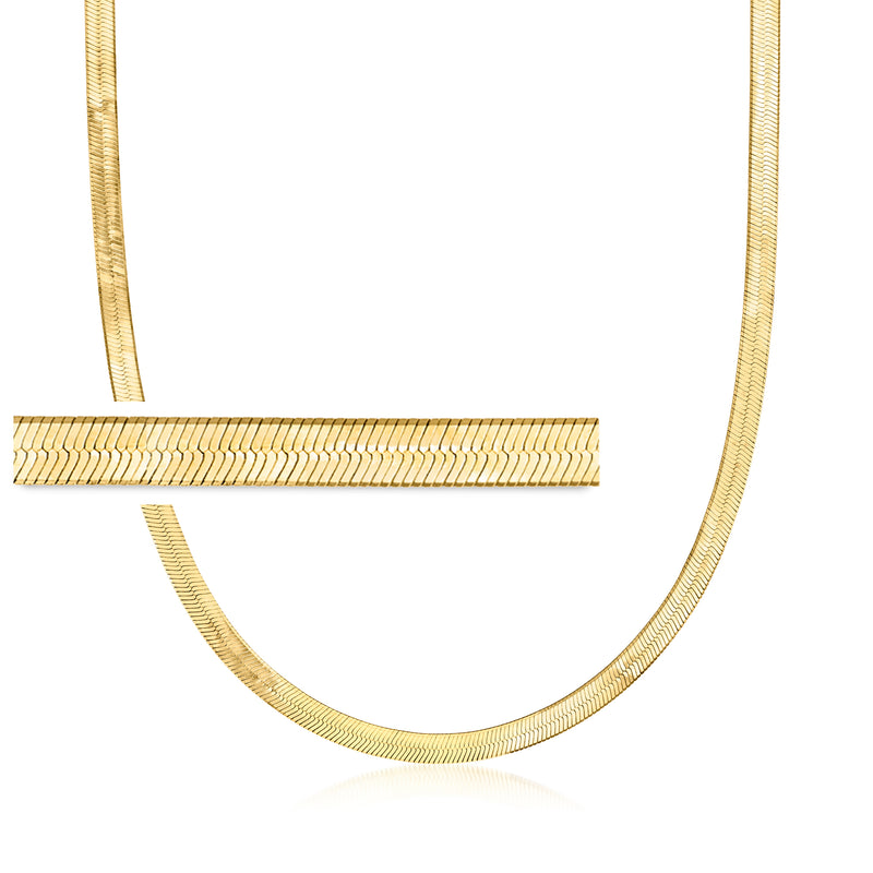 Gold-tone herringbone chain necklace, flat links