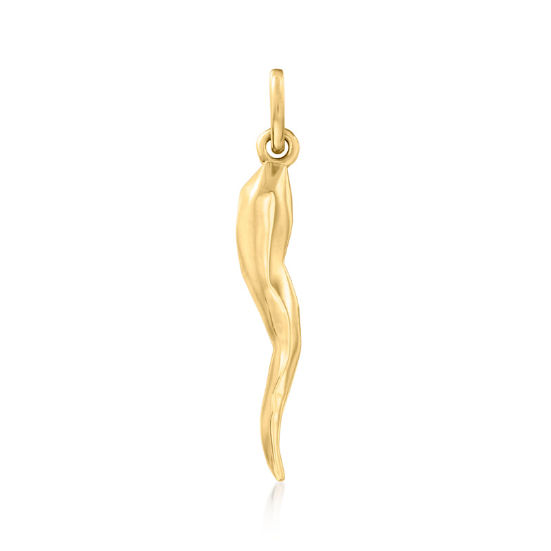 14kt yellow gold Italian horn pendant with hanging bail
