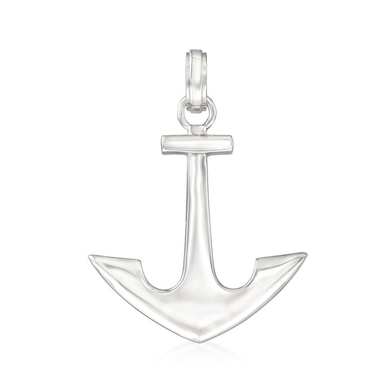 Sterling silver anchor pendant with top loop and polished finish