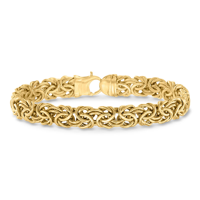 10kt yellow gold Byzantine chain bracelet with interwoven link pattern
