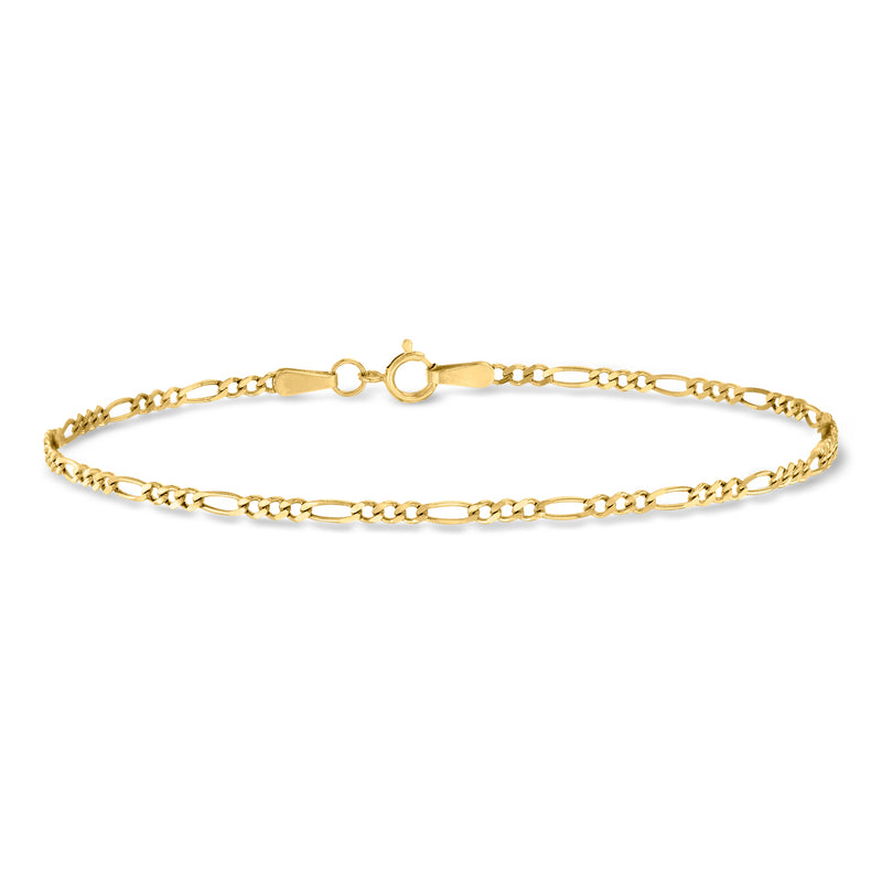 14kt yellow gold figaro-link bracelet with oval toggle clasp