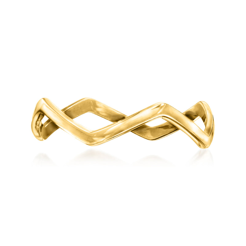 14kt yellow gold zigzag ring with twisted openwork band