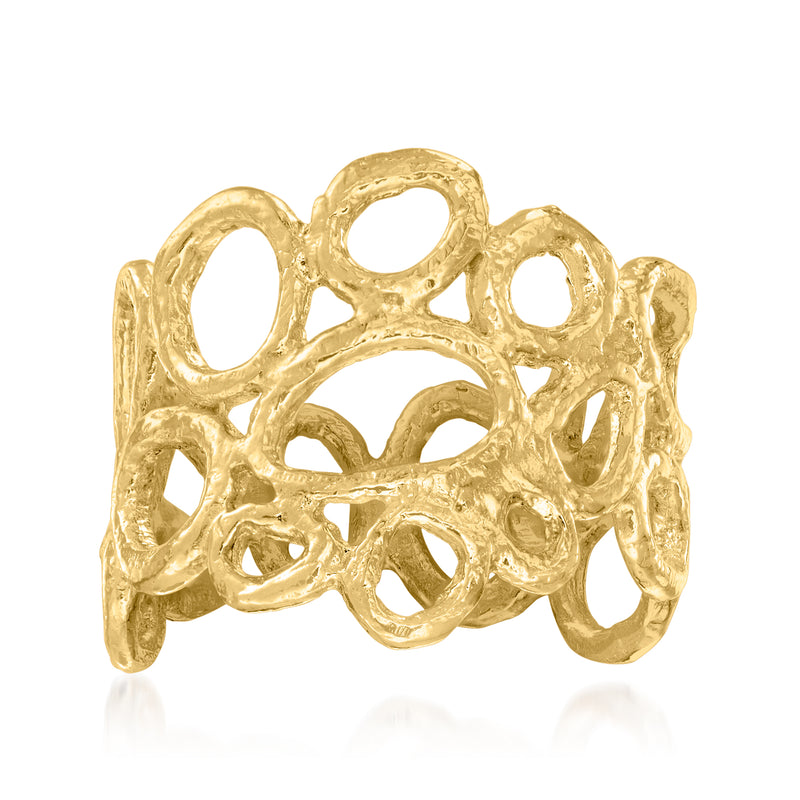 18kt gold over sterling cut-out ring with openwork circular swirl design