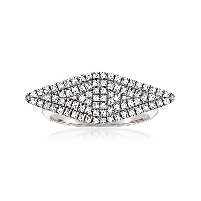 Sterling silver geometric pavé diamond ring