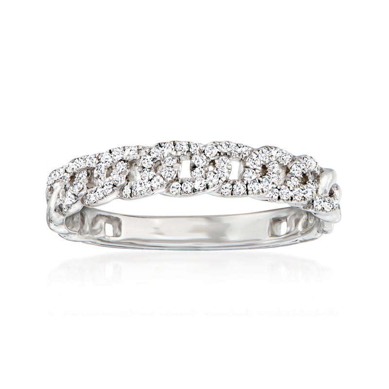 Sterling silver diamond-link ring