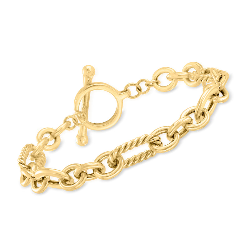 18kt gold over sterling bracelet with twisted and oval link pattern and clasp
