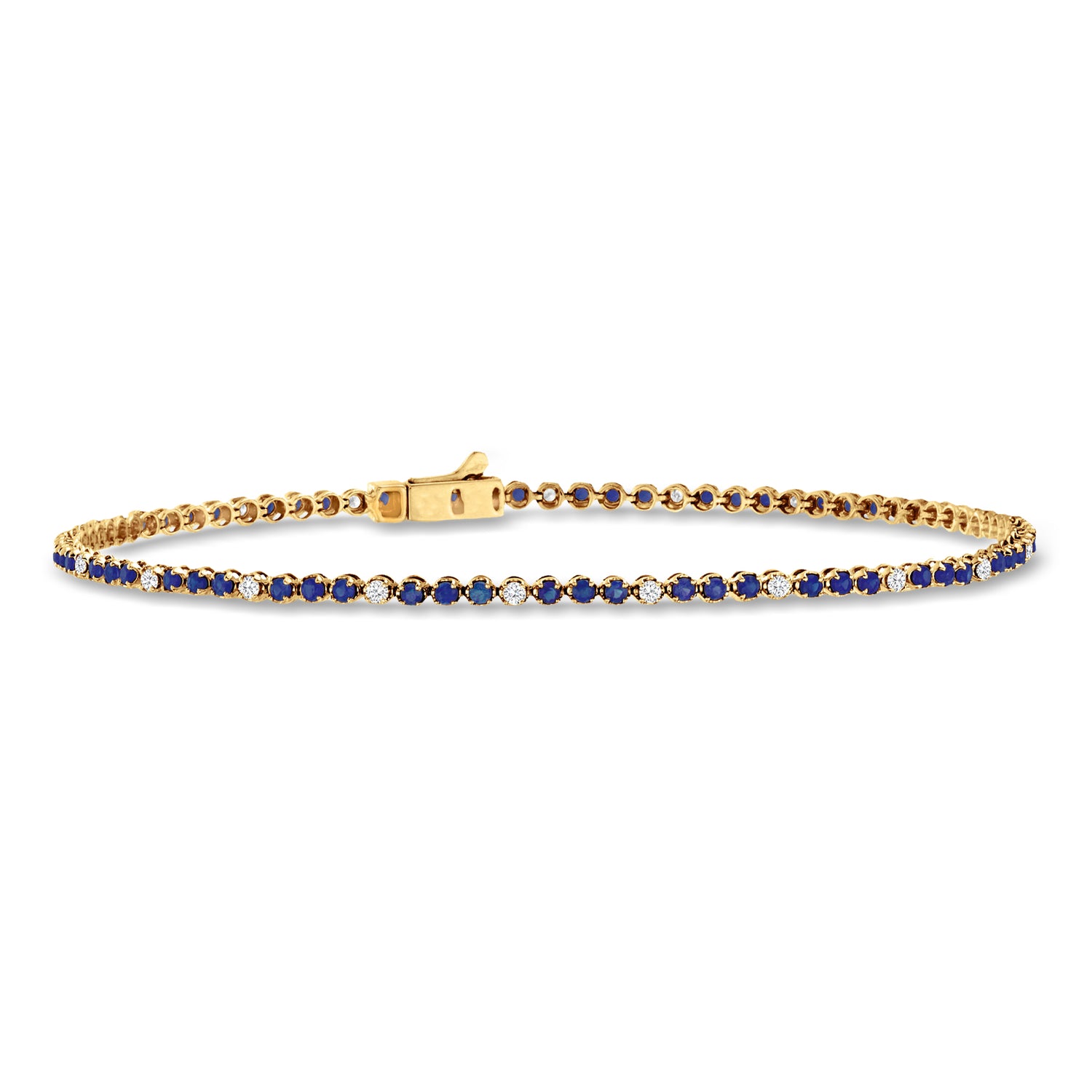100 ct tw Sapphire and 26 ct tw Diamond Tennis Bracelet in 14kt Yellow Gold