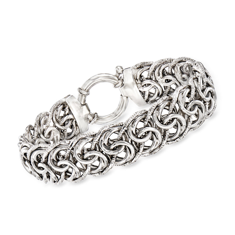 Sterling silver Byzantine link bracelet with hinged clasp