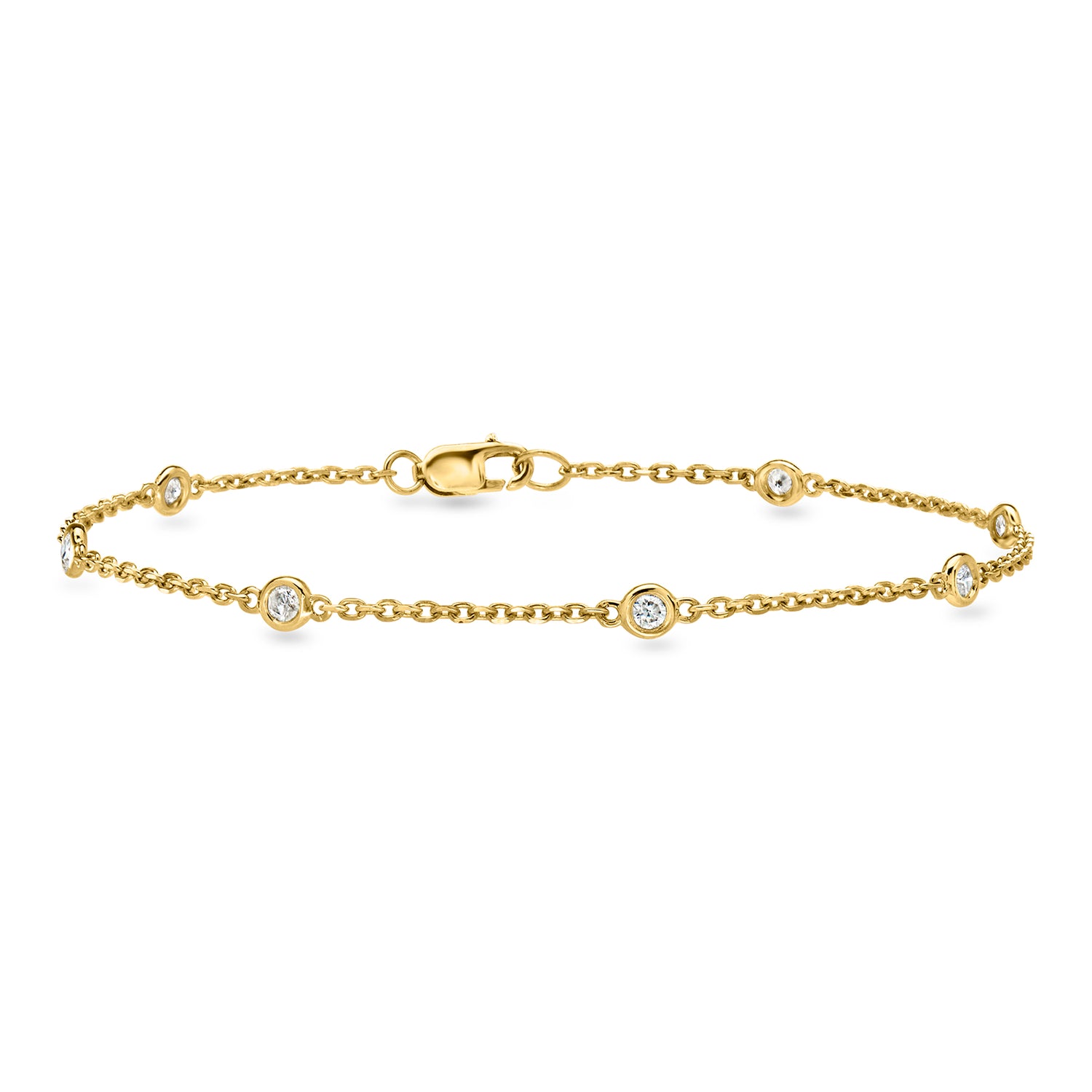 .25 ct. t.w. Bezel-Set Diamond Station Bracelet in 18kt Gold Over Sterling