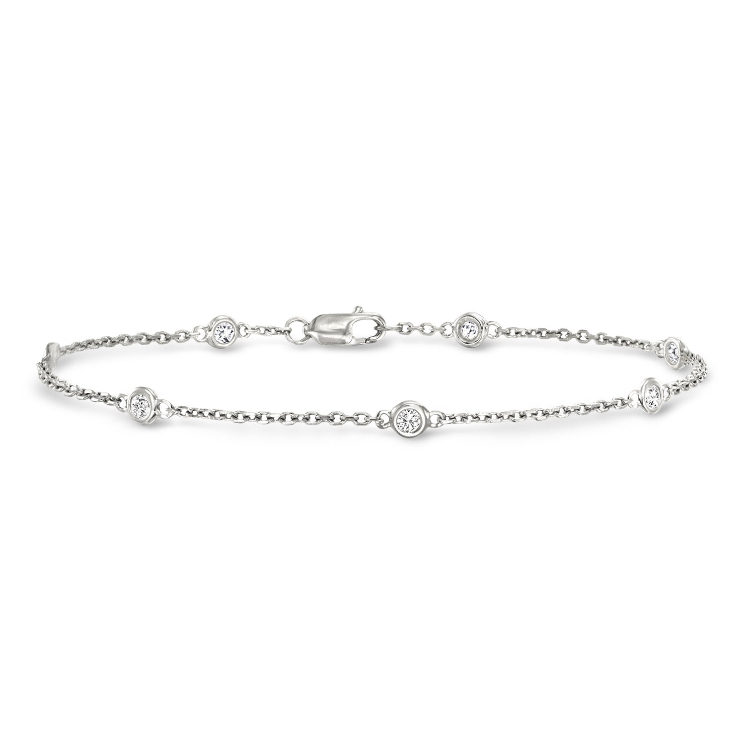 .25 ct. t.w. Bezel-Set Diamond Station Bracelet in Sterling Silver