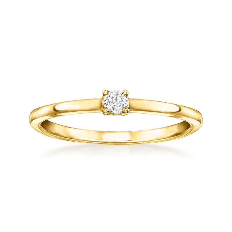 14kt yellow gold diamond solitaire ring with round center stone