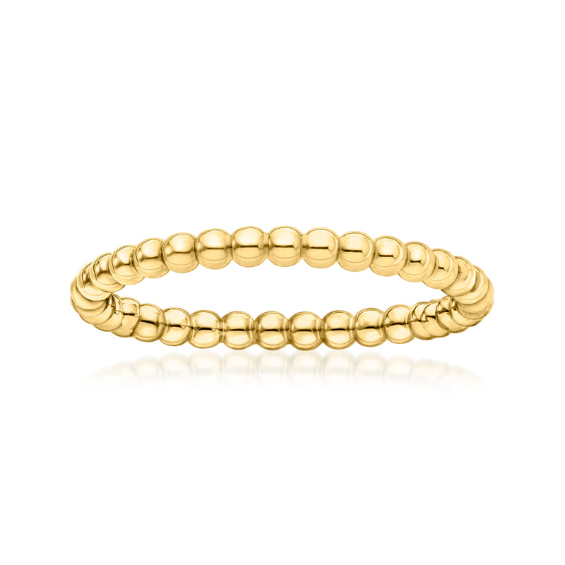 14kt yellow gold bead ring with rounded bead links, slim 2mm band
