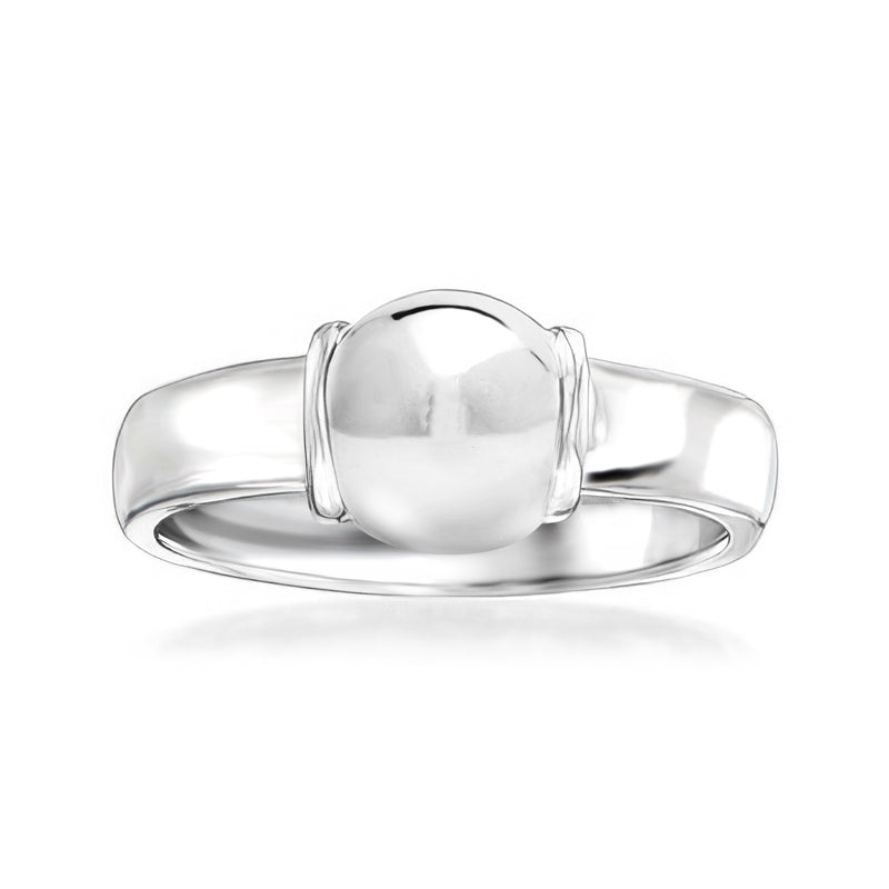 Sterling silver ring with rounded bead centerpiece