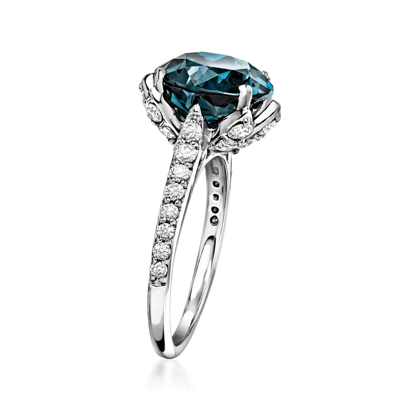 London blue topaz and diamond ring in 18kt white gold