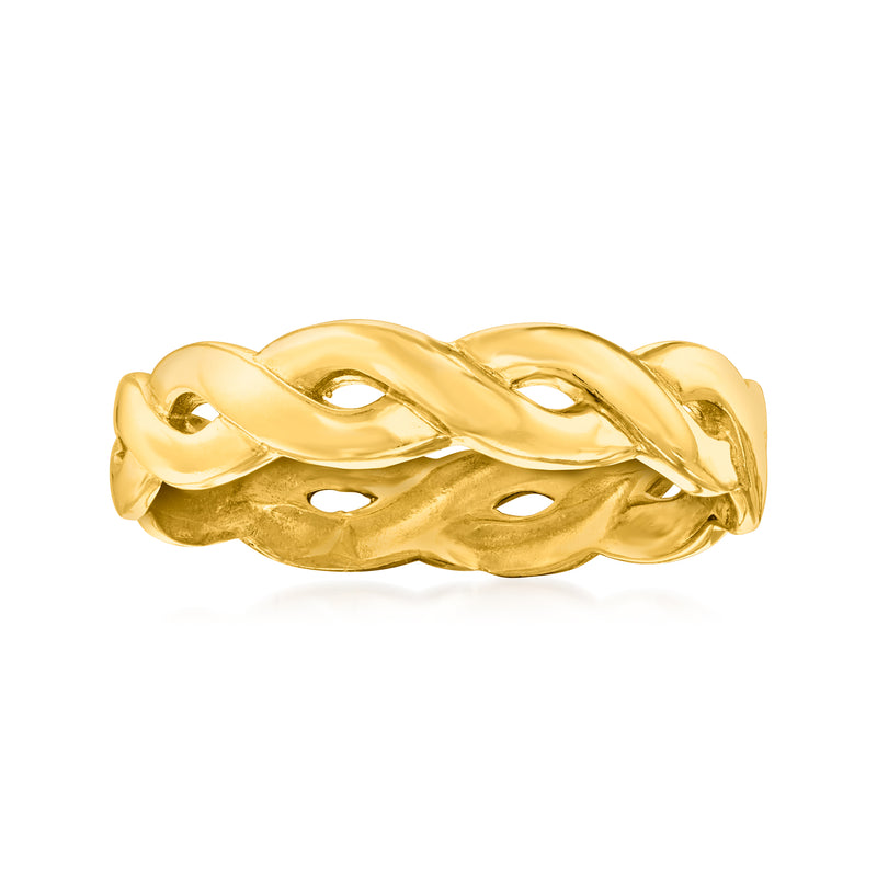 14kt yellow gold twisted ring with openwork links