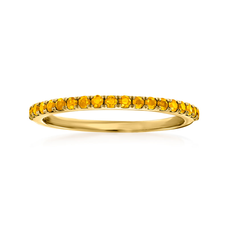 14kt yellow gold band with a row of round citrine gemstones