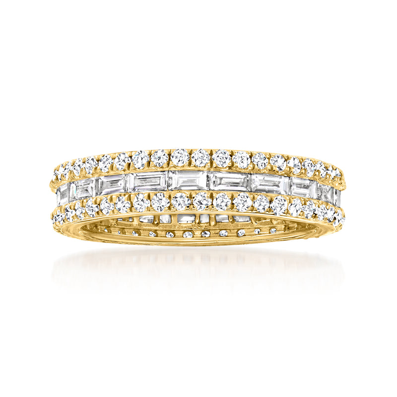 14kt yellow gold diamond eternity band with continuous round-cut stones