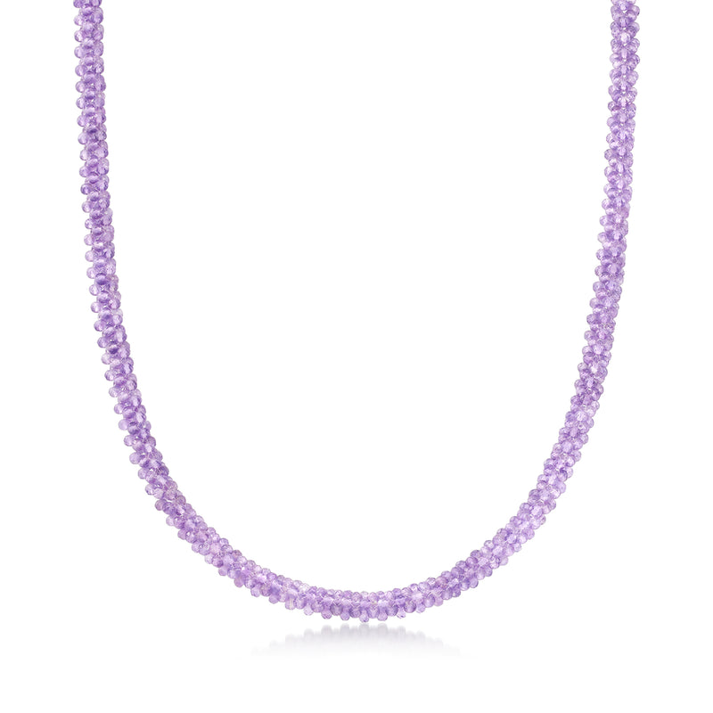 Amethyst bead necklace with a continuous strand of light purple faceted beads