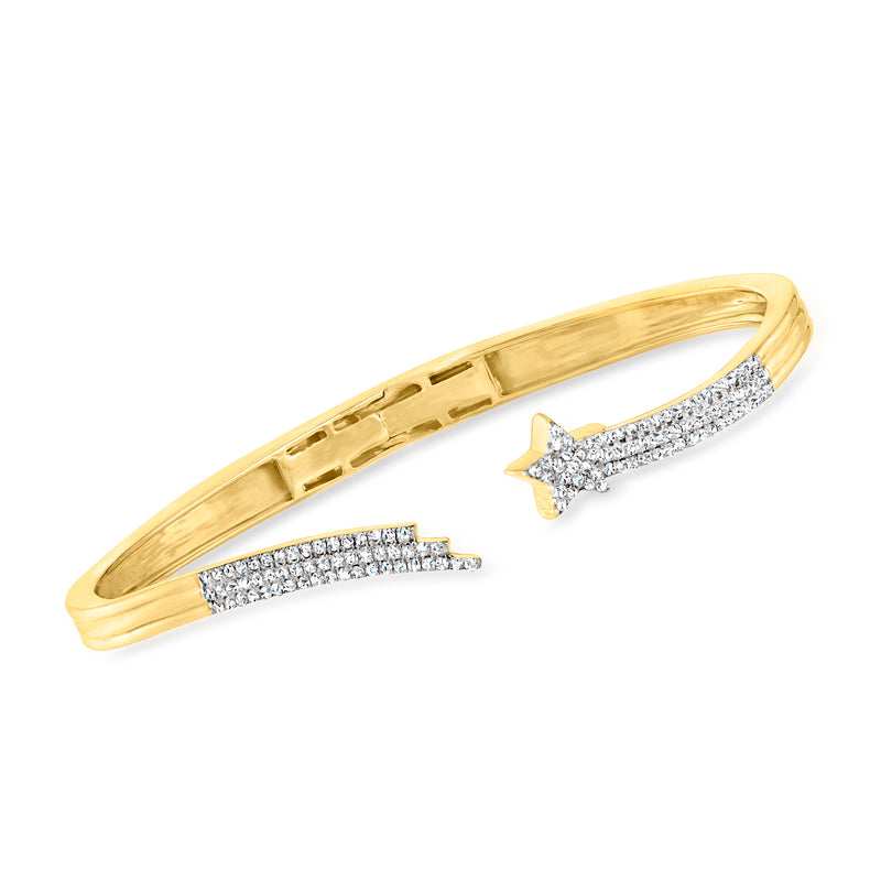 Diamond star bypass bangle bracelet in 18kt gold over sterling