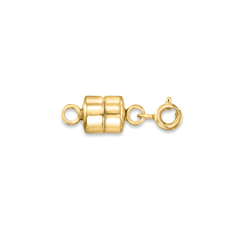 Gold over sterling magnetic clasp converter with barrel connector and O-ring ends