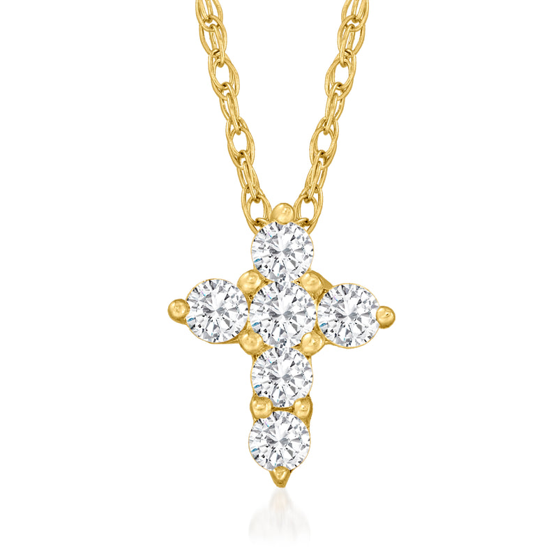 10kt yellow gold diamond cross petite necklace pendant on chain