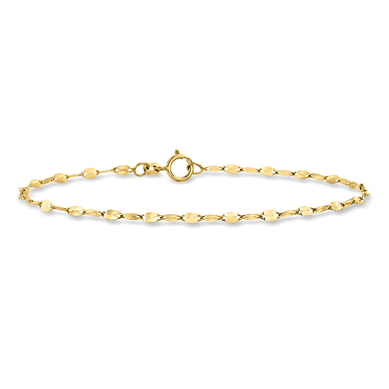 Yellow gold chain bracelet with oval links and round clasp, 14kt Lumachina style