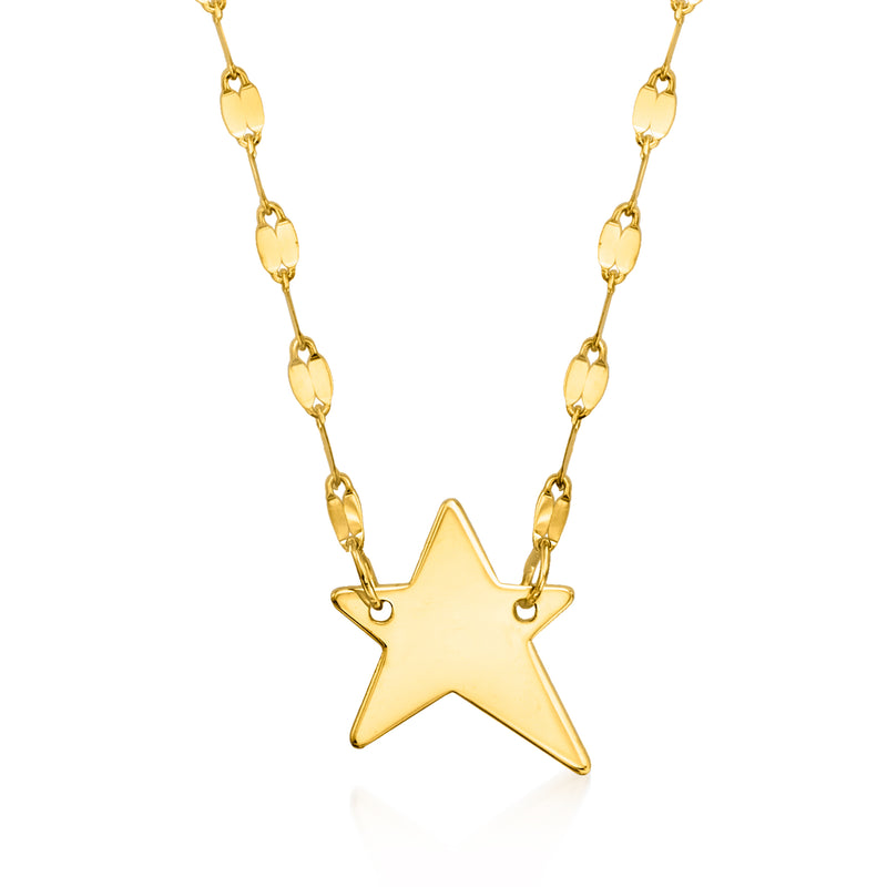 14kt yellow gold Lumachina star charm necklace with linked oval chain